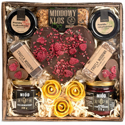 Kosz Prezentowy Z Miodami;Czekoladą I Słodyczami