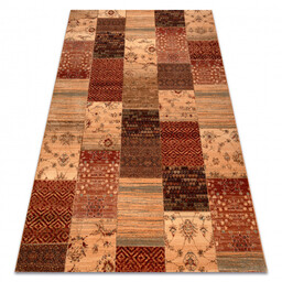 Dywan wełniany KASHQAI 4327 101 Patchwork terakota 67x130
