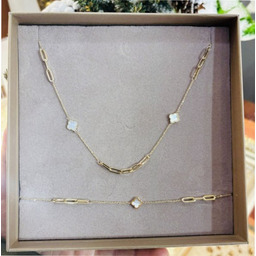 Złoty komplet z masą perłową DallAcqua naszyjnik