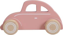 Drewniane autko różowe samochodzik Little Dutch