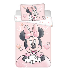 Jerry Fabrics Pościel bawełniana 100x135 Myszka Mini różowa