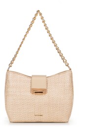 Damska torebka crossbody pleciona beżowa