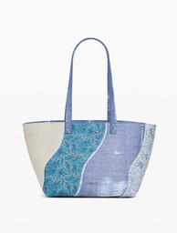Duża torba na ramię patchwork denim