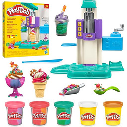 Play-Doh Ciastolina Zakręcone Tęczowe Lody Lodziarnia, 5 Pojemników,