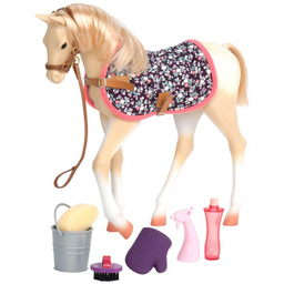 Konik dla lalek Źrebak Palomino Foal z akcesoriami