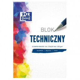 Blok techniczny A4/250g biały 10 kartek OXFORD /400093199/