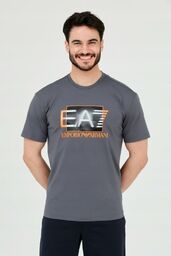 EA7 Szary t-shirt z holograficznym logo, Wybierz
