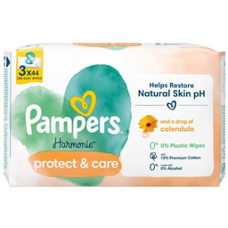 Pampers Harmonie Protect&Care Chusteczki nawilżane, 3x44szt.