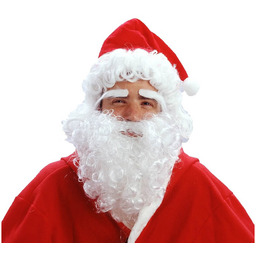 Peruka Mikołaj z brodą, brwiami i czapką.