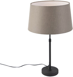 Lampa stołowa czarna z abażurem z lnu
