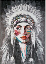 Obraz "Indianin" na płótnie, czarny/biały/kolorowy, 70 x 100