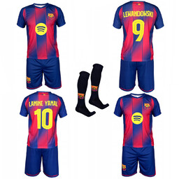 Lamine Yamal&lewandowski Barcelona Komplety piłkarskie z getrami 122cm
