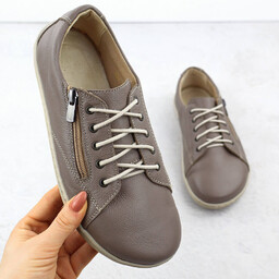 Skórzane półbuty damskie barefoot khaki Helios 436