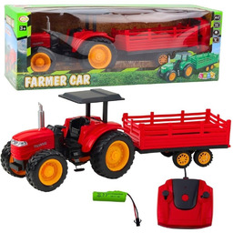 Traktor z przyczepą RC czerwony