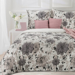 Eurofirany Pościel satynowa 160x200 Spring 09 Kwiaty biała