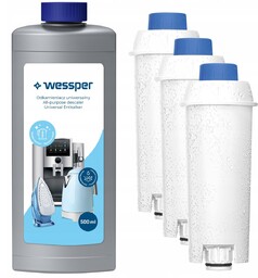 3X Filtr Wody + Delonghi Odkamieniacz 500Ml Zestaw