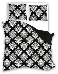 Pościel bawełniana 160x200 Glamour czarna biała ornament