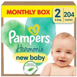 Pampers Harmonie Pieluszki rozmiar 2 4-8kg, 204 sztuki