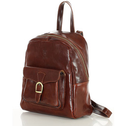 Elegancki plecak damski skórzany premium MARCO MAZZINI brązowy