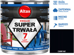 Altax Super Trwała Emalia 250ml Czarny Mat