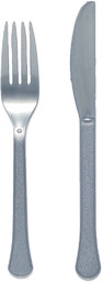 Sztućce plastikowe srebrne - 24 szt.