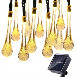 Lampki Ogrodowe Solarne Krople 30LED-BIAŁE Ciepłe