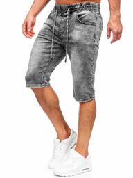 Czarne jeansowe krótkie spodenki męskie Denley KR1551