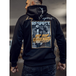 Czarna bluza męska z kapturem kangurka z nadrukiem