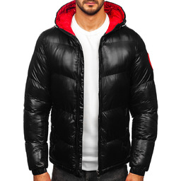 Czarna pikowana kurtka męska zimowa Denley 5M3198