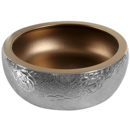 Umywalka nablatowa 42x15,5 cm srebrny/złoty mat, ze zdobieniami