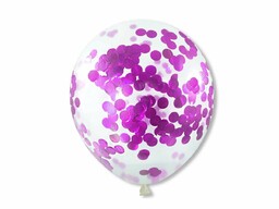 Balony przezroczyste z różowym konfetti - 30 cm