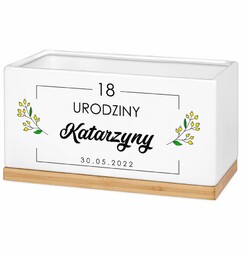 Personalizowana doniczka prostokątna z napisem dla niej
