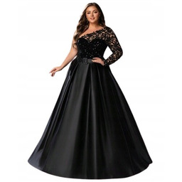 SHEIN CZARNA SUKIENKA PLUS SIZE Z CEKINOWYM GÓRĄ