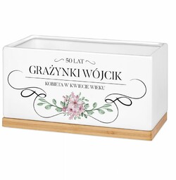 Personalizowana doniczka prostokątna z napisem dla niej
