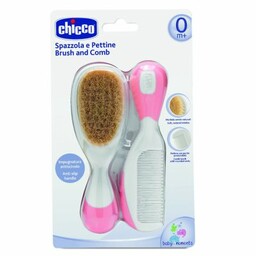 Chicco zestaw przyborów toaletowych-różowy Szczotka z naturalnego włosia,