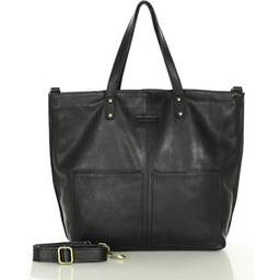 Torebka skórzana czarna duża typu shopper - MARCO