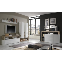 Meblościanka do salonu biała / klon mat /