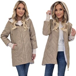 Modna Asymetryczna Kurtka Damska Wiosenna Przejściowa Z Kapturem