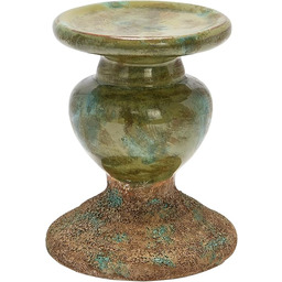 Creative Co-Op świecznik filarowy z terakoty, rzeźbiony, dwukolorowy,