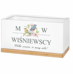 Personalizowana doniczka prostokątna z napisem dla pary