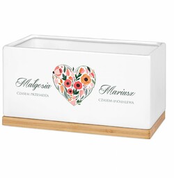 Personalizowana doniczka prostokątna z napisem dla pary