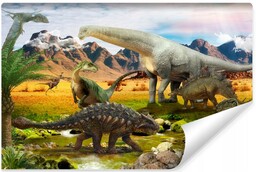 Muralo Fototapeta Dla Dzieci Dinozaury Krajobraz 3D 270x180cm