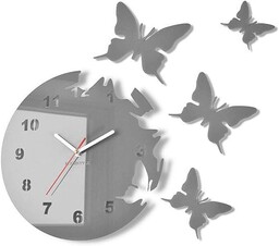 FLEXISTYLE Nowoczesny zegar ścienny motyl 30 cm szare