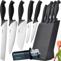 Fiskars Zestaw Komplet 5 Noży Kuchennych W Drewnianym