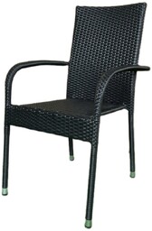 Krzesło ogrodowe Autronic, metal, polirattan,czarne, A ZC-S2113 BK