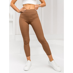 Brązowe prążkowane legginsy damskie Denley W7903A1