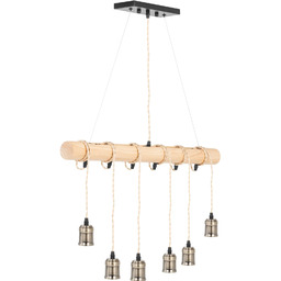 Lampa sufitowa wisząca Loft 6 punktowa E27 drewniana