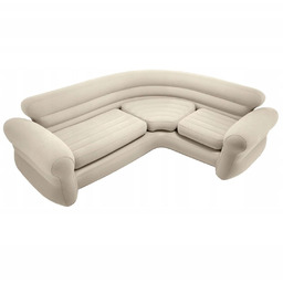 Dmuchana kanapa narożna sofa czteroosobowa 257x203x76 cm beżowa