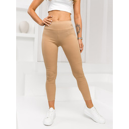 Beżowe prążkowane legginsy damskie Denley W7903A1