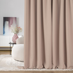 Zasłona zaciemniająca na taśmie marszczącej różany beż 140